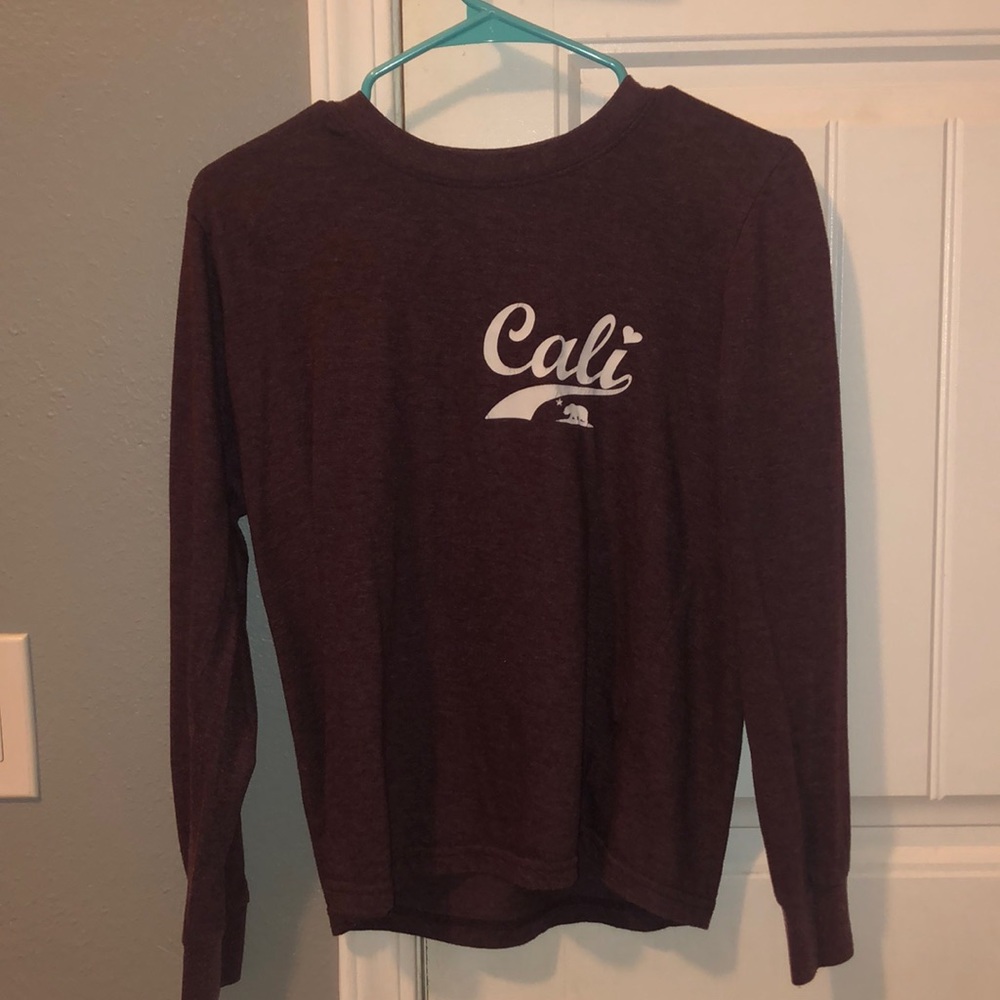 Cali Burgundy long sleeve tee